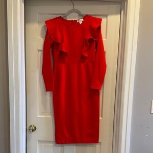 Rachel Parcell Red Ruffle Long Sleeve Dress